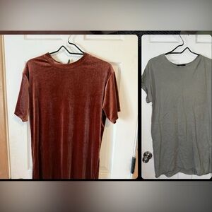 Set of 2 t-shirt dress Forever 21 Sage Washed and Velvet Rust